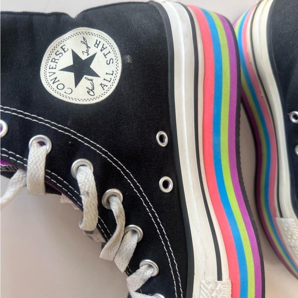 Platform Converse Black and Purple High-Top rainbow Sneakers - Picture 4 of 9